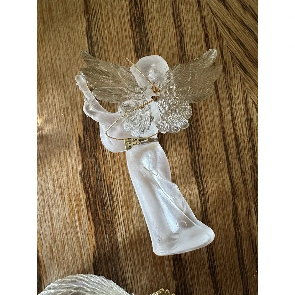 Vintage Christmas Ornaments Heart‎ Cherub Angel Tree Clear Acrylic Lot Of 5